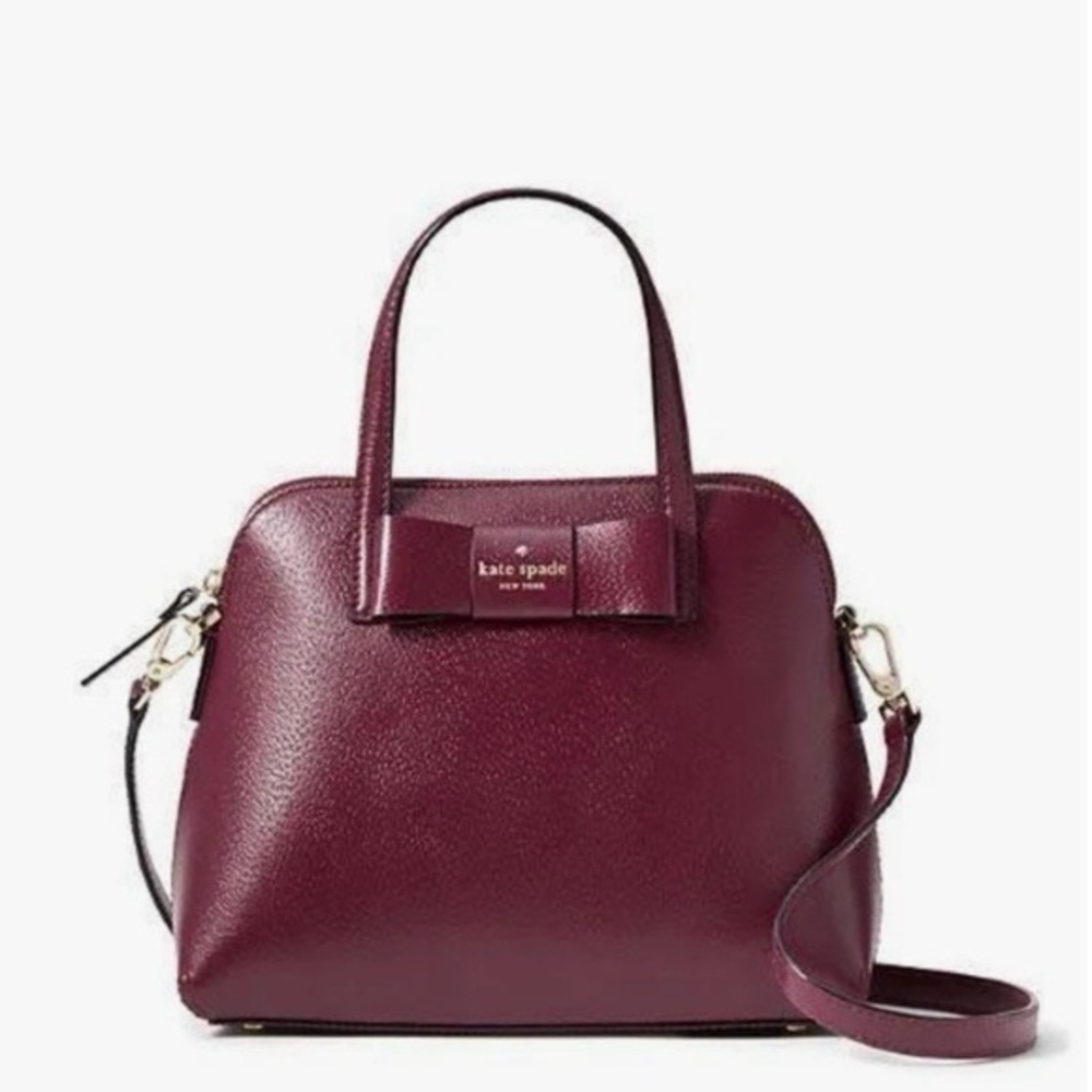 Kate Spade Burgundy Satchel with Structured Design and Bow